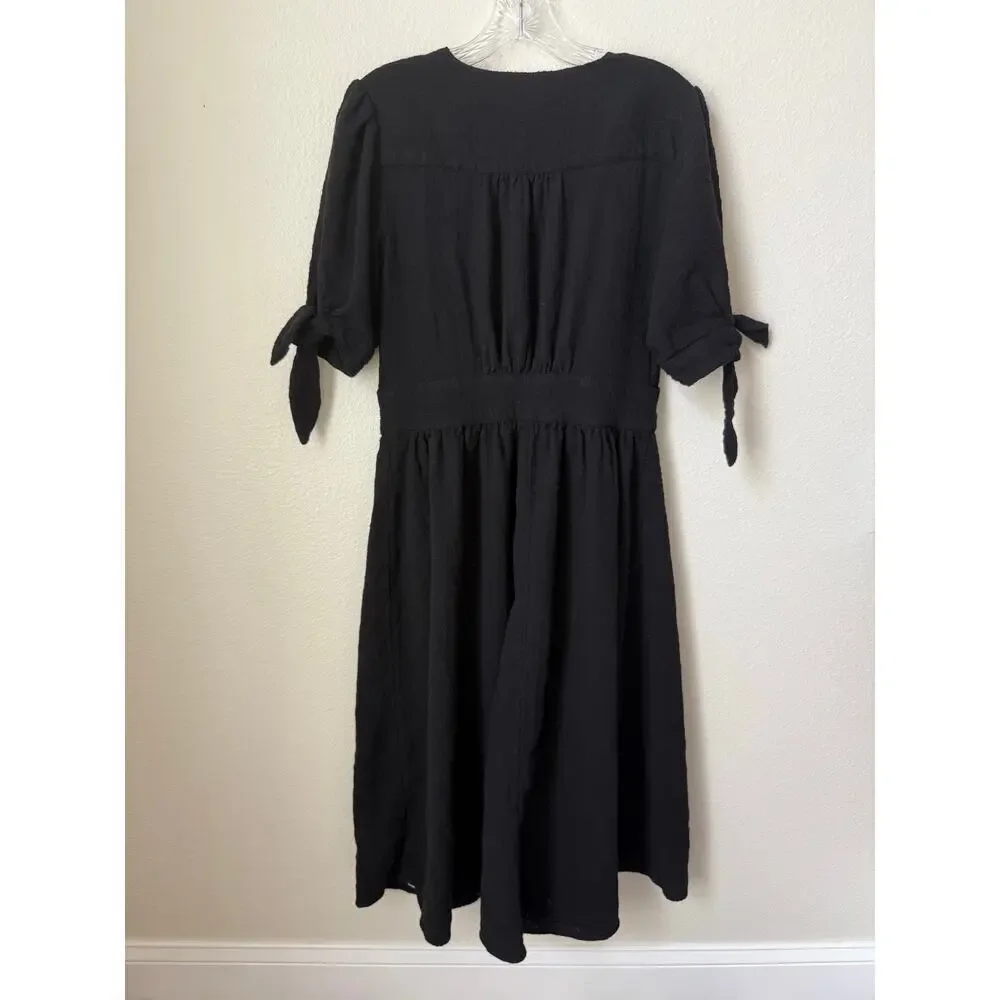 Free People Love My Life Black Cotton Midi Dress Size Medium - Picture 4 of 8